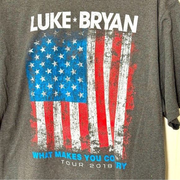 2018 Luke Bryan What Makes You Country Music Concert Tour T-Shirt USA Flag - Picture 4 of 6